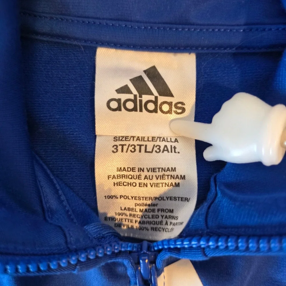 Adidas Boys Blue White Black Colorblock Full Zip Track Jacket Size 3T
